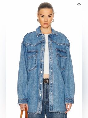 SLVRLAKE XS Western Raw-Cut Denim Jacket Overshirt